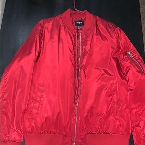 Red Forever 21 Bomber Jacket